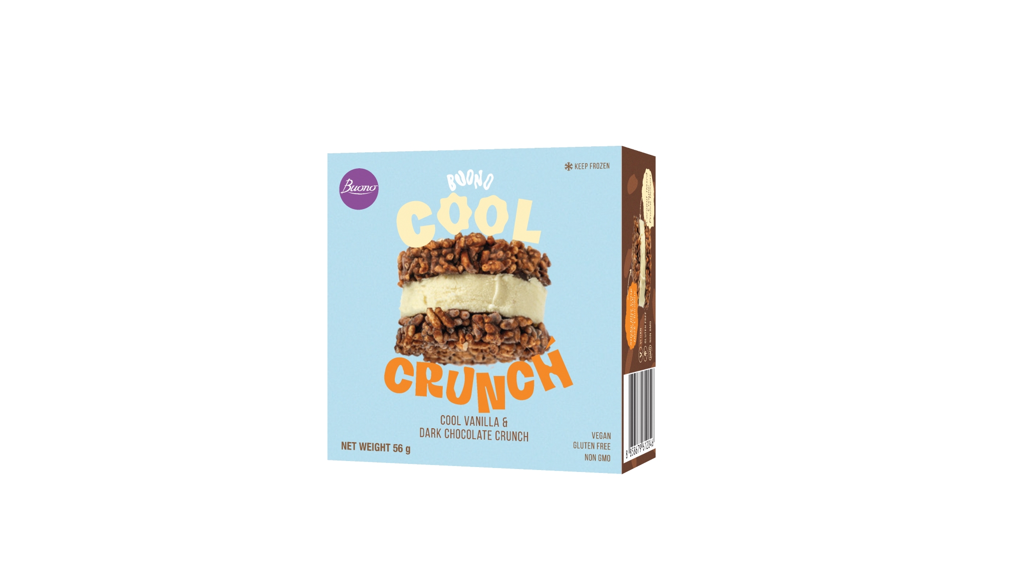 Buono Cool Crunch Vanille- und Zartbitterschokolade-Eissandwich-Box – Vegan und Glutenfrei