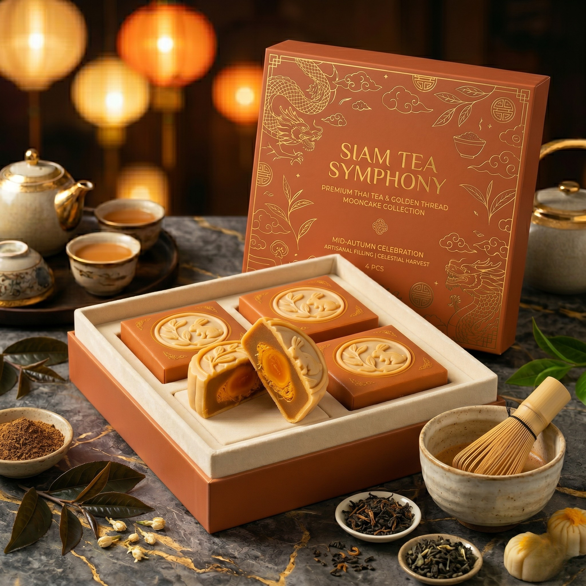 Thai tea snow skin mooncake