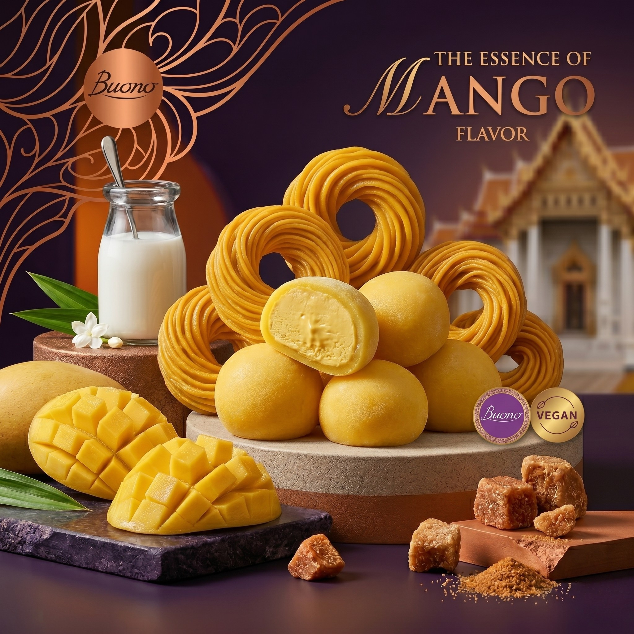 Goldenes Mango-Mochi
