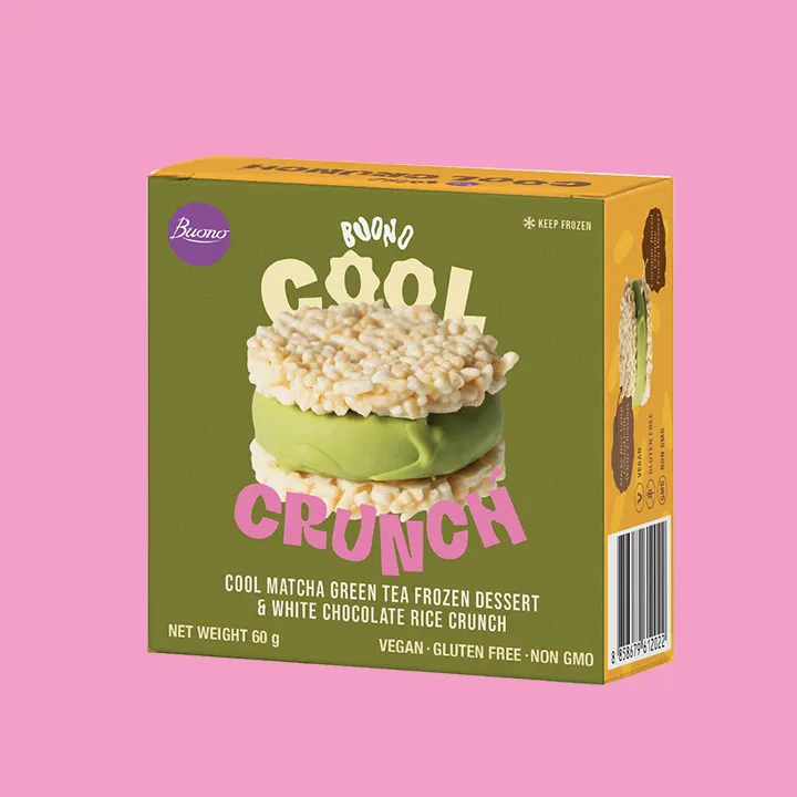 Buono Cool Crunch White Chocolate Rice Crunch with Matcha Green Tea Frozen Dessert