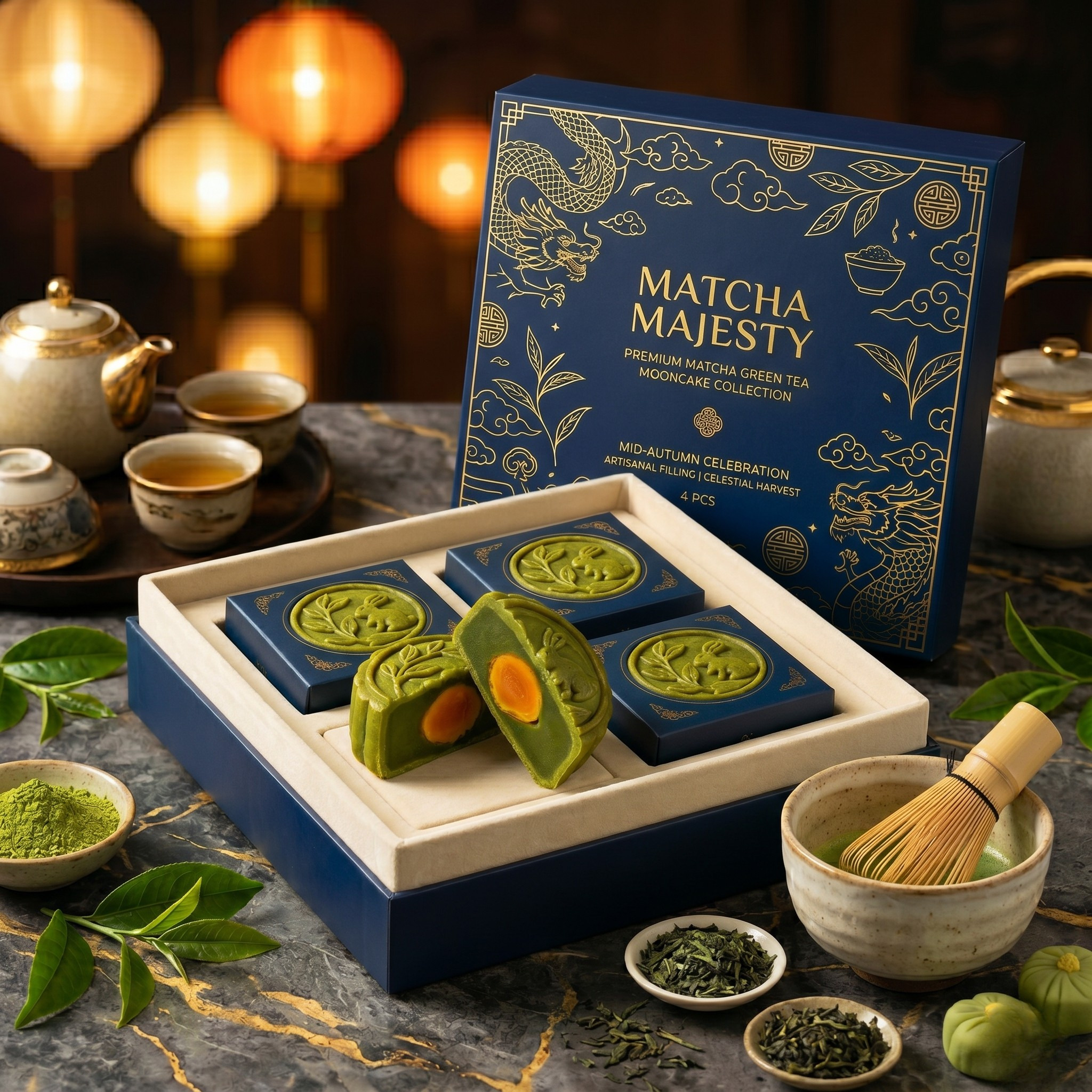 Matcha green tea mooncake