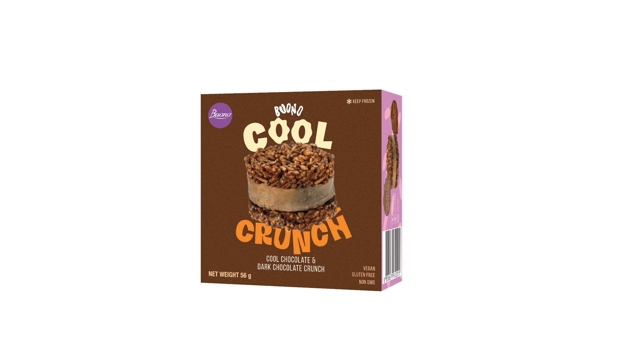 Buono Cool Crunch Zartbitterschokolade Crispy Rice Eis-Sandwich Verpackung