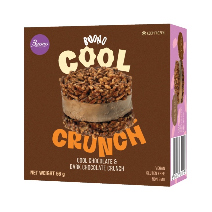 Buono Cool Crunch Dark Chocolate Crispy Rice Ice Cream Sandwich Packaging Box